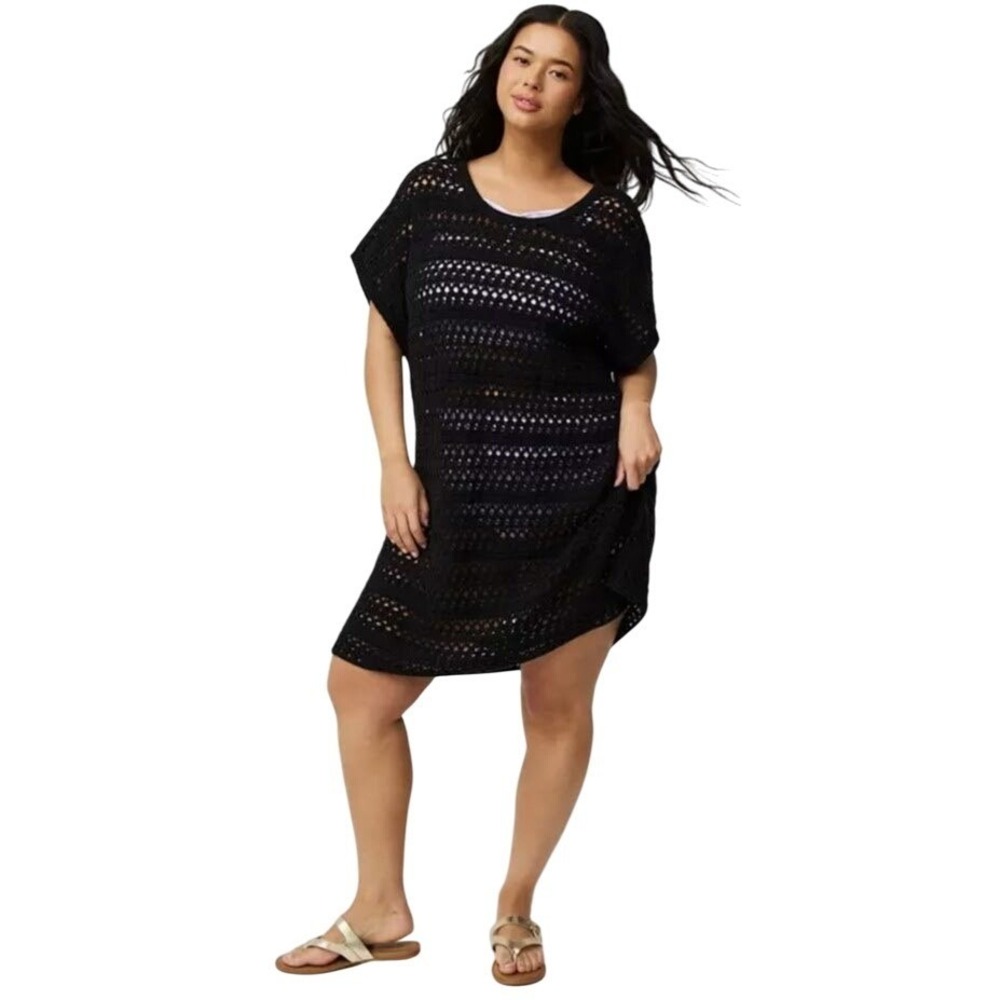 Torrid Black Crochet Knit Dress Swim Cover Up Womens 4X  Boho Goth